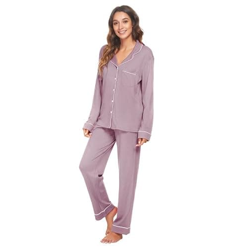 HEARTNICE Womens Pajama Set, Soft Long Sleeve Pajamas & Long Pants with Pockets, Warm Button-up Sleepwear Lounge Pjs thumbnail 5