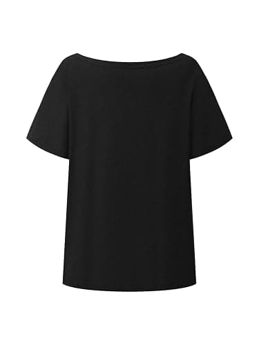 RoseSeek Girl's Off The Shoulder Tops Number Graphic Jersey Shirts Short Sleeve Oversized T Shirts Y2k Tops - 11 Years - Bowknot Black thumbnail 3