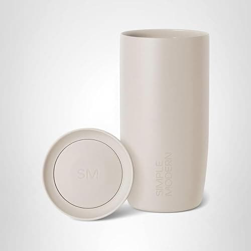 Simple Modern Travel Coffee Mug Tumbler with 360° Lid | Ceramic-Lined Insulated Stainless Steel Cold Brew Iced Coffee Cup | Gift for Women Men Her Him | Voyager Signature | 16oz | Almond Birch thumbnail 9
