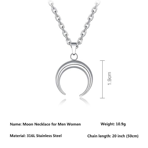 GulCean Moon Necklace for Men Women Stainless Steel Silver Boho Kpop Hip Hop Punk Style Dainty Bohemia Unique Beach Charm Crescent Half Moon Meniscus Pendant Necklace for Mom thumbnail 6