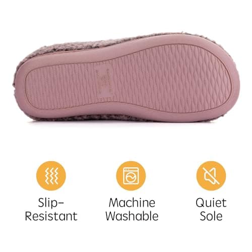 RockDove Women's Plush Retreat Sherpa Fleece Clog Slipper, Size 7-8 US Women, Pink Crepe thumbnail 5