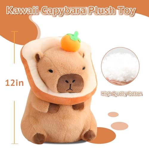 NXNYNZ 12 Inch Cute Capybara Plush Kawaii Soft Capybara Plush Doll Pillow with Bread Capybara Stuffed Aniamls Toys for Girls Children Adults Birthdays Valentines Gift (Capybara Stuffed Animals) thumbnail 4