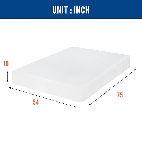 FDW | 10 Inch Full Mattress | Medium Firm | Gel Memory Foam Mattress | White | Bed in a Box, CertiPUR-US Certified | Pressure Relief, Cooling Ventilated Foam | Washable Removable Cover thumbnail 2
