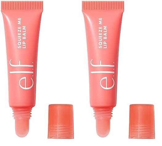 e.l.f. Squeeze Me Lip Balm, Moisturizing Lip Balm For A Sheer Tint Of Color, Infused With Hyaluronic Acid, Vegan & Cruelty-free, Strawberry (Pack of 2)