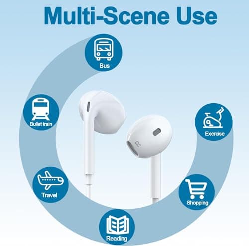 USB C Wired Headphones for iPhone 17 16 15, Wired Earphones Nosie Reduction Built-in Microphone & Volume Control, Wired Earbuds Type C Headphones Wired for iPad Pro Galaxy S26/25/24/23 Pixel MacBook thumbnail 4