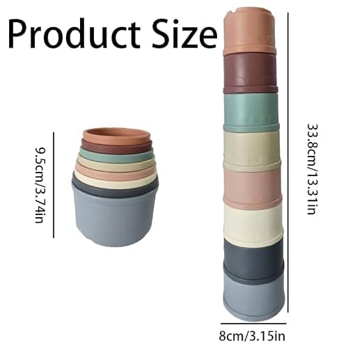 Ainiveiya 8 Pcs Stacking Cups for Rabbits & Small Animals, Colorful Plastic Nesting Toys for Bunny, Guinea Pig, Hamster to Hide Food and Interactive Play thumbnail 2