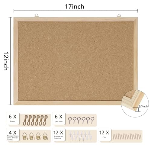 DAHAPYBOO Cork Board Bulletin Board 2 Pack,17"X12" Cork Board for Office with Pin Oak Wood Boards,Hanging Corkboards for Office Home School Message Board or Vision Board Decoration thumbnail 3