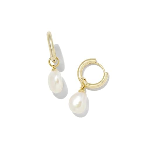 Kendra Scott Willa Pearl Huggie Earrings in White Pearl, Fashion Jewelry for Women - Image 1