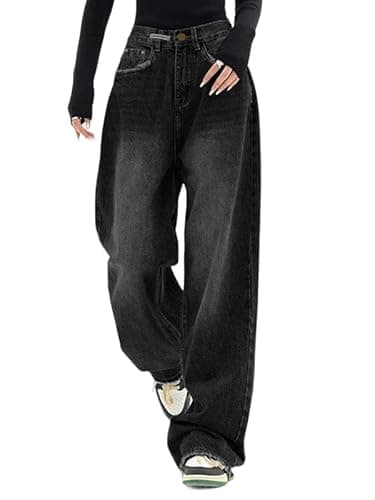 EMMIOL Women Baggy Jeans Mid-Low Waist Boyfriend Streetwear Vintage Jeans Wide Leg Denim Pants - Image 1