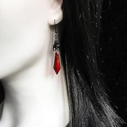 YWMAN Gothic Vampire Bat Earrings Necklace Set - Vintage Dark Bat Earrings Blood Pendant - Mystic Witch Jewelry Gifts Halloween Costume for Women thumbnail 4