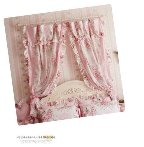 DIAIDI Korean Style Elegant Pink Rose Printed Cotton Curtains for Bedroom Eco-Friendly Floral Farmhouse Window Drapes for Living Room (78" W*94" H/Panel, 2 Panels) thumbnail 4