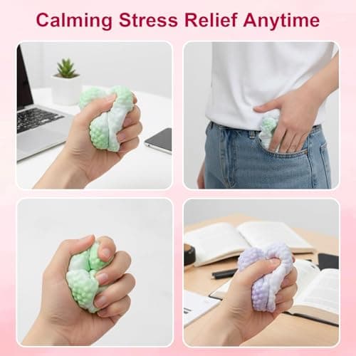 Crunchy Squishy Noisy Stress Balls Ice Skin Fidget Sensory Toys,Crunchy Stress Ball, Slow Rise Squishy Fidget Toy for Anxiety Relief, Handmade Moldable Squeeze Ball for Kids Adults (2*Purple) thumbnail 5