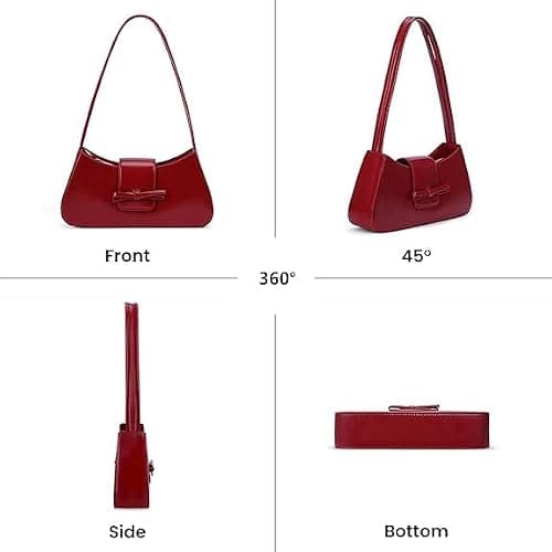 Demiawaking Damen Umhängetasche, Coquette Schleife Geldbörse für Frauen, Y2k Hobo Handtaschen, Trendy Clutch Geldbörse Leder Unterarmtasche - Rot thumbnail 3