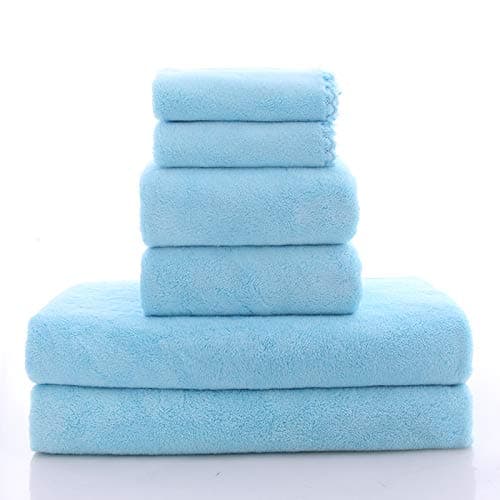 MOONQUEEN Ultra Soft Towel Set - Quick Drying - 2 Bath Towels 2 Hand Towels 2 Washcloths - Microfiber Coral Velvet Highly Absorbent Towel for Bath Fitness, Sports, Yoga, Travel (Aquamarine 6 Pieces) thumbnail 5