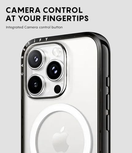 CASETiFY Compact iPhone 15 Case [Slim and Sleek/Compatible with Magsafe / 4 ft. 2X Military Grade Drop Protection] - Stamp Collection - Clear Black thumbnail 7