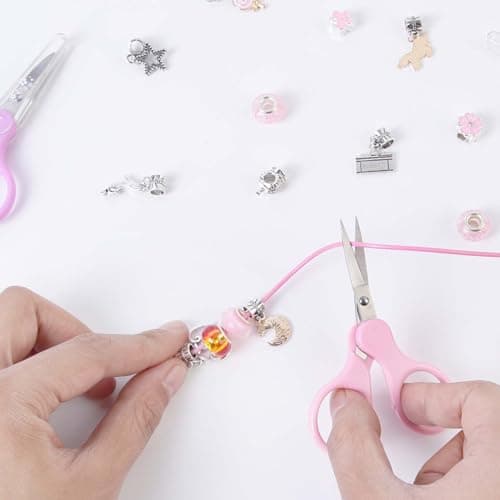 3.5" Sharp Small Craft Scissors all Purpose, Precision Straight and Curved Fine Tips for Thread Yarn Fabric Cutting, Mini Scissors with Protective Cover, Ideal for Sewing, Embroidery, Beauty, Crochet thumbnail 5