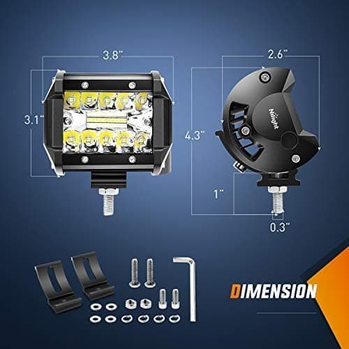 Nilight 2 Pcs 4 Inch 60W Led Pods with 2 Inch Tow Hitch Mounting Brackets Backup Reverse Lights Rear Light Bar for Pickup ATV SUV Truck Trailer Boat thumbnail 2
