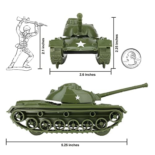 TimMee Toy Tanks for Plastic Army Men - OD Green WW2 3pc - Made in USA thumbnail 2