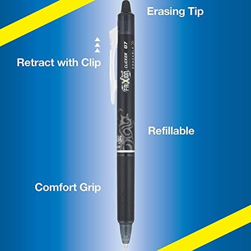 PILOT Frixion Erasable Pens, Fine Point 0.7mm Pack of 6 Black Retractable Ink Pens + 4 Bonus Refills thumbnail 3