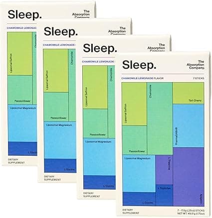 Sleep Aid Powder - Calming Drink for Deep Sleep with Liposomal Saffron, Magnesium & PharmaGABA Melatonin-Free Natural Supplement to Reduce Stress and Improve Sleep Quality Chamomile Lemonade 28 Sticks - Image 1