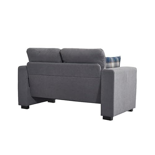 Panana Modern Linen Fabric Corner Settee - 2 Seater or 3 Seater, Compact Living Room Sofa with 2 Free Back Cushions (Grey) thumbnail 9
