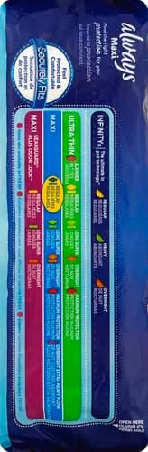 Always Maxi Pads for Women, Pad without Wings, Regular Absorbency, Size 1, Unscented, 48 Count (Pack of 2) thumbnail 19