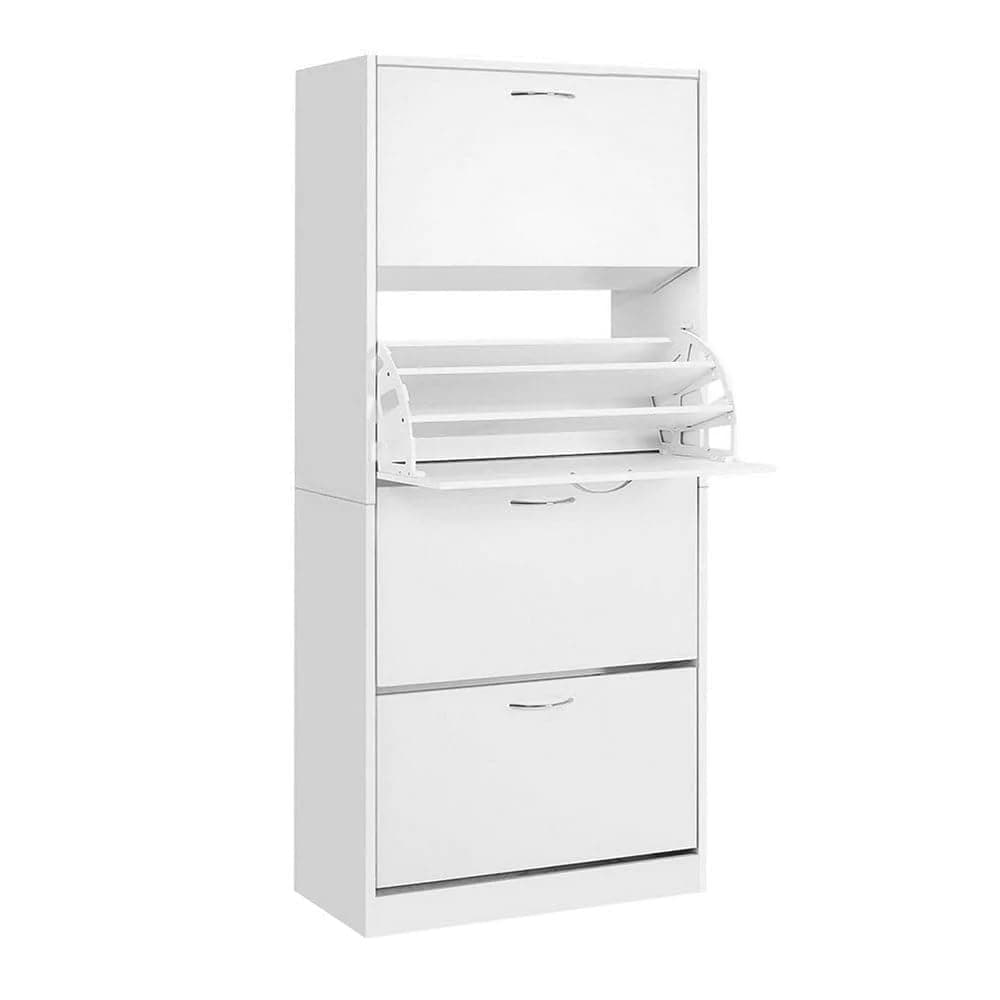 Artiss Shoe Rack Storage Cabinet Organiser 60 Pairs White Shelf Drawer Footwear Closet Organization Space Saving Home Furniture Bedroom Hallway Entryway Modern Design Durable Sturdy Easy - Image 1