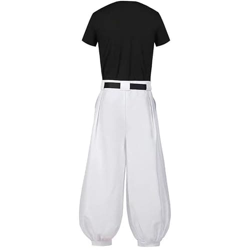 2PC Cosplay Costume Outfit White Pants Uniform Suit Black Top Full Set thumbnail 4