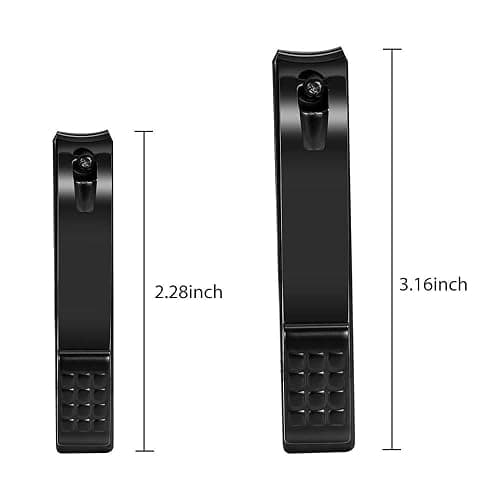Nail Clippers Set, Sharp Stainless Steel Fingernail Clipper & Toenail Clippers, Black Nail Cutter, Large and Small 2 Piece Set. thumbnail 7