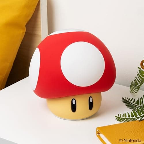 Paladone Super Mario Super Mushroom SquishyGlo Light – Rechargeable Silicone Night Light with 3 Brightness Levels, Official Nintendo Lamp thumbnail 2