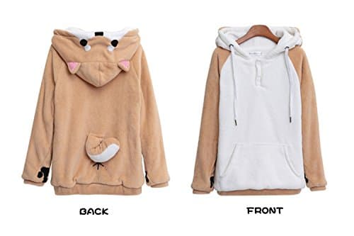 CORIRESHA Cute Coral Velvet Long Sleeve Shiba Inu Dog Embroidery Home Wear Hoodie for Women thumbnail 4