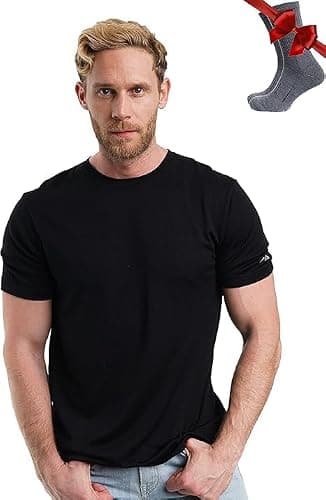Merino Wool T-Shirt Mens - Merino Wool Undershirt Thermal Shirt for Men and Hiking Socks thumbnail 2