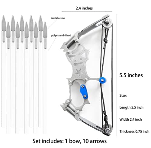 TIETHEKNOT Mini Archery Bow Set Right Hand Mini Compound Bow Mini Hunting Bow Metal Material Catapult RH/LH for Hunting Shooting Practice Archery Entertainment Fun, silvery thumbnail 2