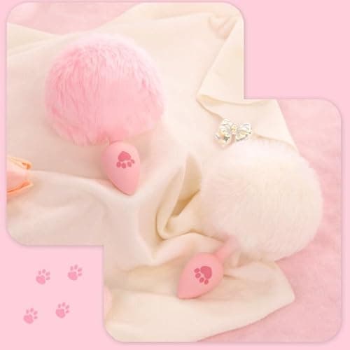 Anal Plug Rabbit Bunny Tail, Pink Fluffy Tail Butt Plug Silicone Anal Sex Toy Cute Sexy Cosplay Erotic Role Play Anus Toy for Adults Men Women Couples thumbnail 6