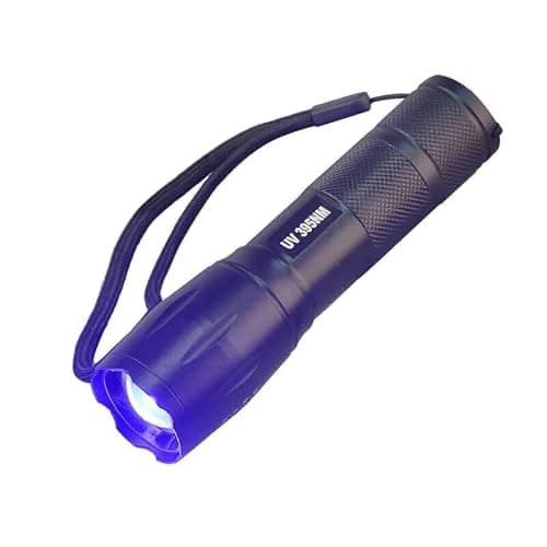 UV LED Zoom Torch 395nm Ultra Violet Black Light Waterproof Super Bright 500lm for Hotel Room Inspection, Revealing Pet Urine & Stains, Banknote Detecting etc + 3 AAA Batteries (Pack of 2 Torches) - Image 1
