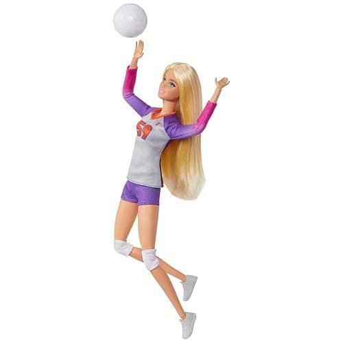 Barbie Careers Fashion Doll & Accessory, Made to Move Volleyball Player Wearing Removable Uniform with Ball, 22 Bendable Joints thumbnail 3