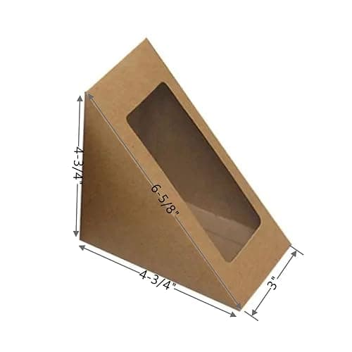 Hewnda 50 Pcs Sandwich Paper Boxes,Sandwich wedge eco-friendly takeaway box | with window display for Bakery,Restaurant Takeaway service(Large) thumbnail 3