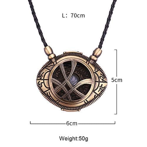 HUAWELL 2 Piece Dr Cosplay Costume Strange Necklace Eye of Agamotto Costume Prop Stone Pendant Glow in The Dark thumbnail 9
