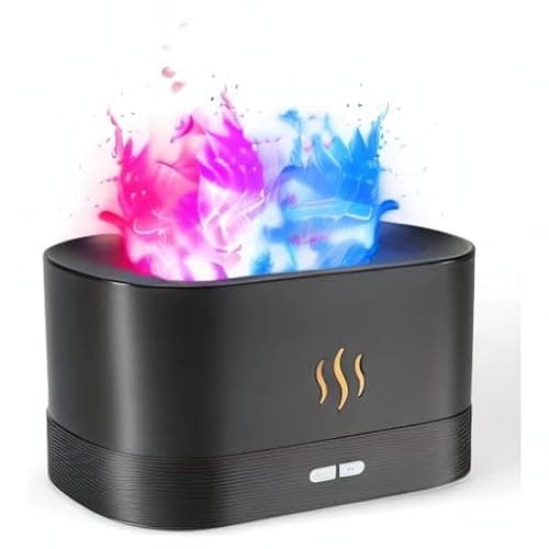 Colorful Flame Air Aroma Diffuser Humidifier, Upgraded 7 Flame Colors Noiseless Essential Oil Diffuser for Home,Office,Yoga with Auto-Off Protection 180mL (8Hours Black) thumbnail 7