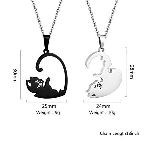 Anniversary Christmas Gift for Friends Husband Wife - Cat Friendship Necklace for 2 Girls Boys Matching Necklaces for Best Friends Sisters Brother Boyfriend Girlfriend thumbnail 6