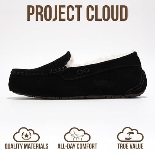 Project Cloud 100% Genuine Leather Slippers for Women - Fur Lined Outdoor Slippers for Women Footwear with Memory Foam - Stylish Womens Moccasin (Cathi) thumbnail 4