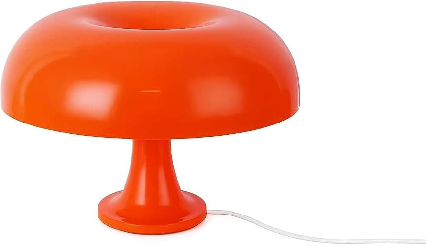 KONTARBOOR Lampe de Table LED - Champignon Vintage – Abat-Jour Orange Laqué, Style Rétro, USB, Interrupteur Rotatif, Décoration Salon ou Chambre - Image 1