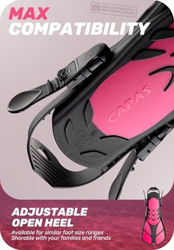 CAPAS Snorkel Fins, Swim Fins Travel Size Short Adjustable for Snorkeling Diving Adult Men Women Kids Open Heel Swimming Flippers thumbnail 4