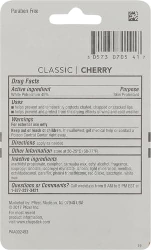 ChapStick Classic Skin Protectant Flavored Lip Balm Tube, Cherry Flavor, 0.15 Ounce (Pack of 3) thumbnail 3