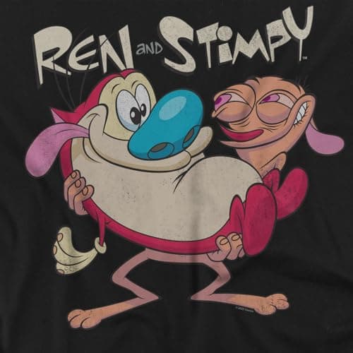 Popfunk Classic Ren and Stimpy Two of a Kind Unisex Adult T Shirt, Black, Large thumbnail 2
