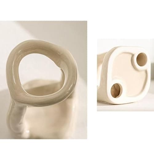 East–BrightenZF Handmade Ceramic Holder Stand for Toothbrushes, Makeup Brushes, and Pens - Minimalist Design for Bathroom Vanity and Countertops Decor (Milky White) thumbnail 7