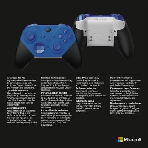 Xbox Elite Series 2 Core Wireless Gaming Controller – Blue Series X|S, One, Windows PC, Android, and iOS thumbnail 8