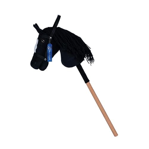 ROCK MY BABY Hobby Horse Plush Stuffed Stick Horse with Award Ribbon for Boys and Girls 3+ Fun Toys for Pretend Play (Black) CPC Certified - Image 1
