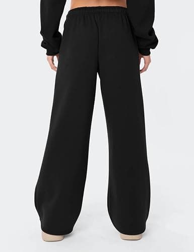 HeSaYep Women's Fleece Lined Sweatpants Wide Leg Thermal Winter Warm Baggy Sweat Pants with Pockets thumbnail 2