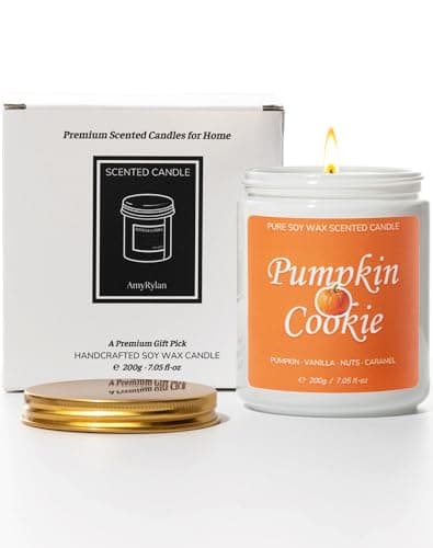 AmyRylan Fall Scented Candle for Home, Pumpkin Cookie 7.05 oz 40 Hour Burn Time, Long Lasting Soy Jar Candle, Gifts for Christmas, Halloween, Mother's Day, Inspirational Gifts for Women, Aromatherapy - Image 1